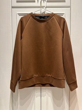 Theory Brence Teknit Brown Scuba Crewneck Sweater Medium
